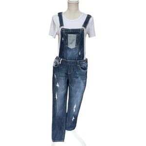 Promod Denim Full Length Jean Overall‎ with Distress Size: 8